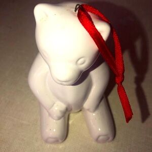 Teddy Bear‎ Ceramic Christmas Tree Ornament White
